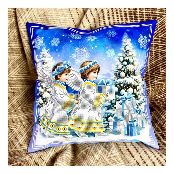 DIY Bead embroidery cushion cover kit "Christmas Angels"