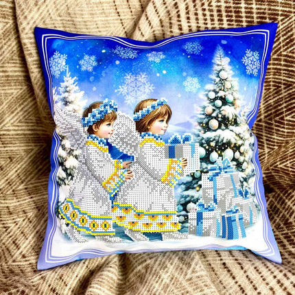 DIY Bead embroidery cushion cover kit "Christmas Angels"