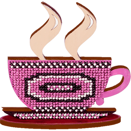 DIY Beaded embroidery on wood kit "A cup of coffee"