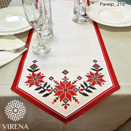 DIY Table Runner kit "Ukrainian ornament", Bead Embroidery Kit, Handmade table runner