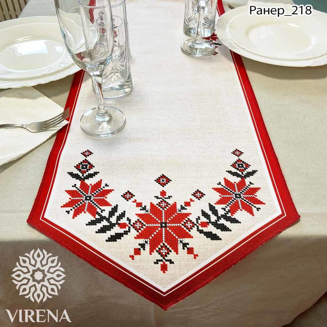 DIY Table Runner kit "Ukrainian ornament", Bead Embroidery Kit, Handmade table runner