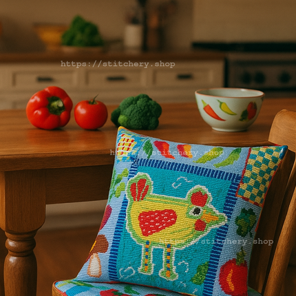 Needlepoint Pillow Kit "Rustic Kitchen Charm"