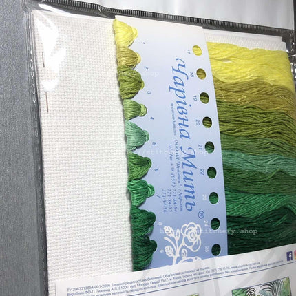 DIY Counted Cross Stitch Pillow Kit "Tropical leaves"