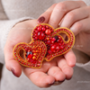 Beadwork kit for creating broоch "Hearts"