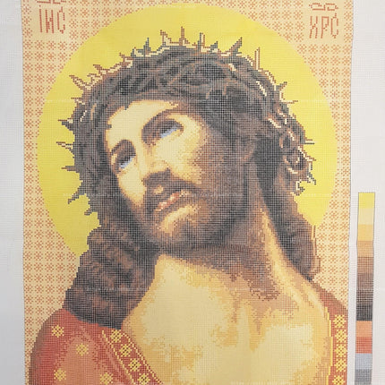 DIY Cross Stitch Kit "Savior in the Crown of Thorns." with Printed Tapestry Canvas, 15.7"x19.7" / 40х50 cm