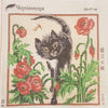 DIY Cross Stitch Kit "Cat in Poppies" with Printed Tapestry Canvas