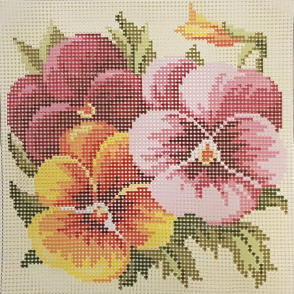 Cross Stitch Pillow Kit "Pansies"