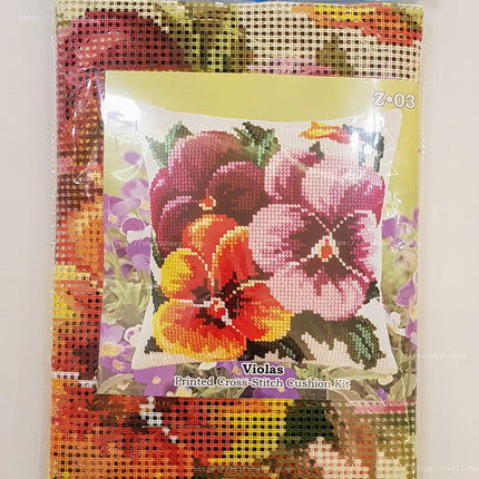 Cross Stitch Pillow Kit "Pansies"
