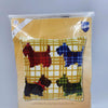 DIY Cross stitch cushion kit "Colourful doggies with bow"