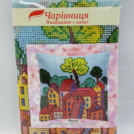 Cross Stitch Pillow Kit "Italian Town"