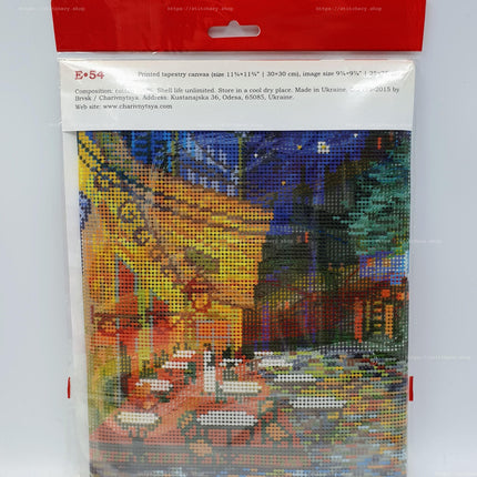 DIY Cross Stitch Kit "Cafe Terrace at Night, V. van Gogh" with Printed Tapestry Canvas