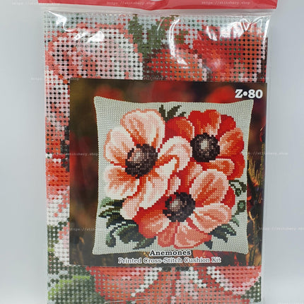 Cross Stitch Pillow Kit "Anemones"