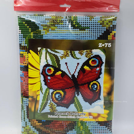 Cross Stitch Pillow Kit "Peacock Butterfly"