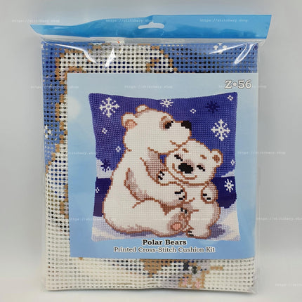 Cross Stitch Pillow Kit "Polar Bears"