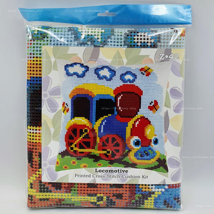 Cross Stitch Pillow Kit "Locomotive"