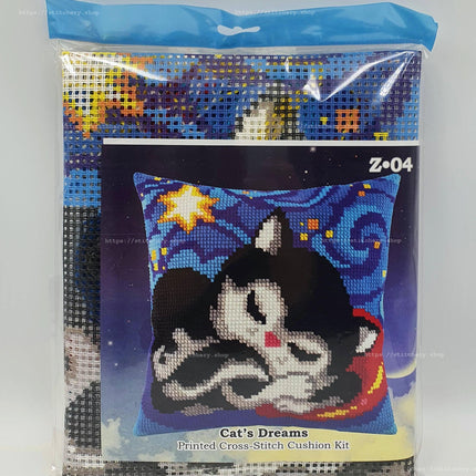 Cross Stitch Pillow Kit "Cat’s Dreams"