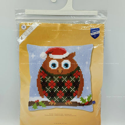 DIY Cross stitch cushion kit "Christmas Jumper Owl"