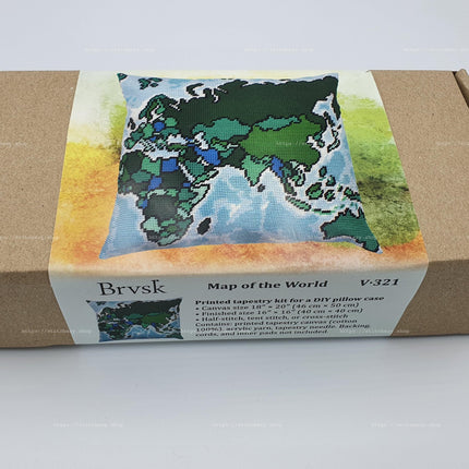 Needlepoint Pillow Kit "Map of the World"
