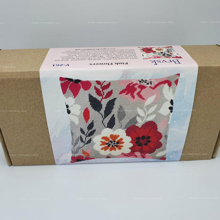 Needlepoint Pillow Kit "Pink Flowers"