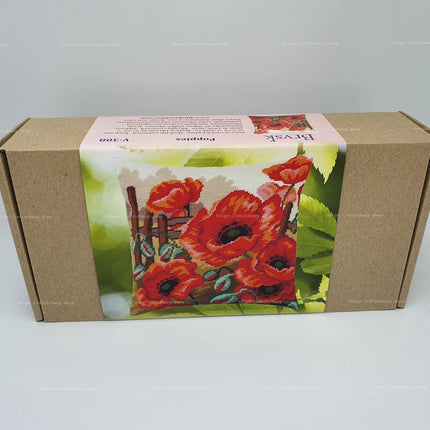 Needlepoint Pillow Kit "Poppies"