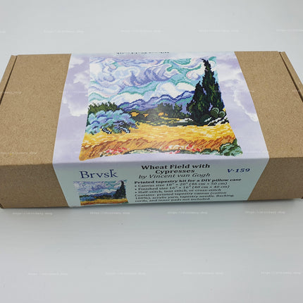 Needlepoint Pillow Kit "Wheat Field with Cypresses"
