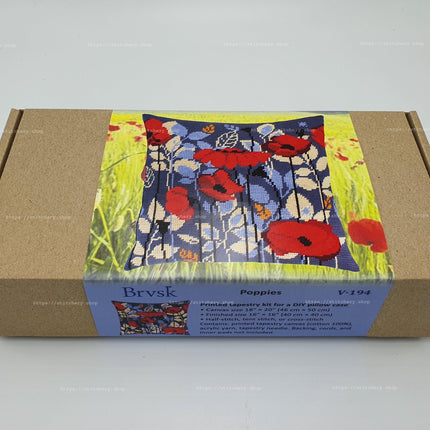 Needlepoint Pillow Kit "Poppies in the Evening"