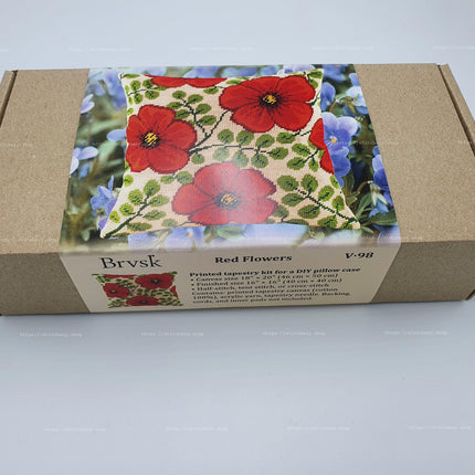 Needlepoint Pillow Kit "Red Flowers"