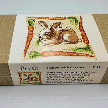 Needlepoint Pillow Kit "Rabbit with Carrots"
