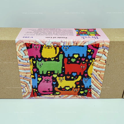 Needlepoint Pillow Kit "Puzzle of Cats"