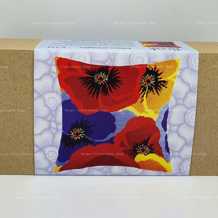 Needlepoint Pillow Kit "Colours of Poppies"