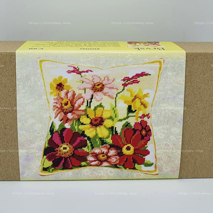 Needlepoint Pillow Kit "Zinnias"