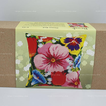 Needlepoint Pillow Kit "Flower Bed"