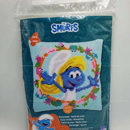 DIY Cross stitch cushion kit "The Smurfs Smurfette"