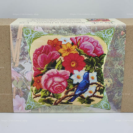 Needlepoint Pillow Kit "Nightingale in Flowers"