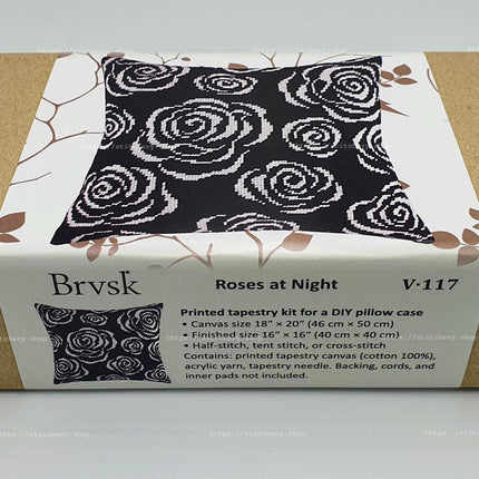 Needlepoint Pillow Kit "Roses at Night"