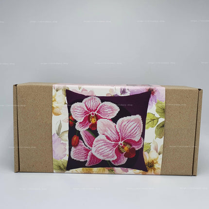 Needlepoint Pillow Kit "Pink Orchids"