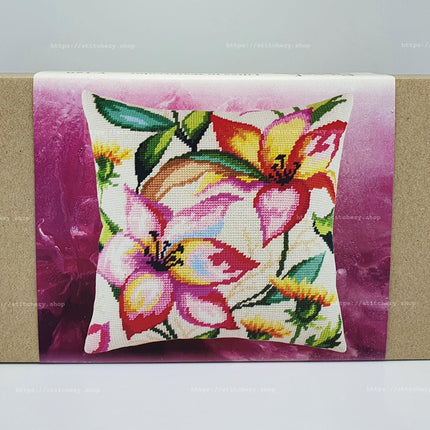 Needlepoint Pillow Kit "Lilies in Watercolor"