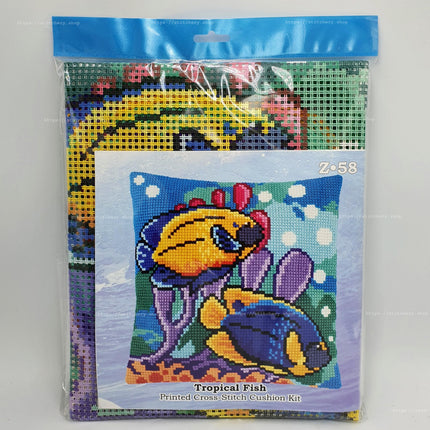 Cross Stitch Pillow Kit "Tropical Fish"