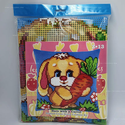Cross Stitch Pillow Kit "Hare with a Carrot"