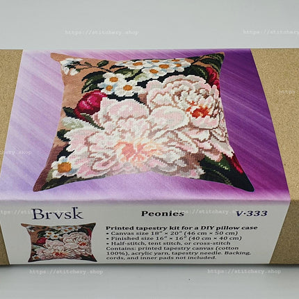 Needlepoint Pillow Kit "Peonies"
