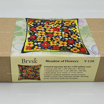 Needlepoint Pillow Kit "Meadow of Flowers"