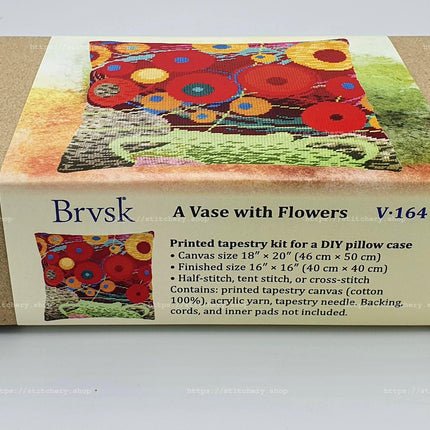 Needlepoint Pillow Kit "A Vase with Flowers"