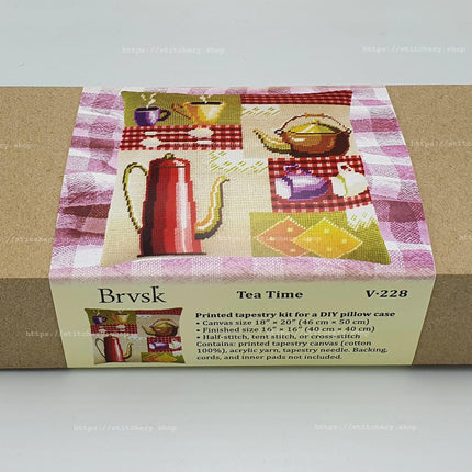 Needlepoint Pillow Kit "Tea Time"