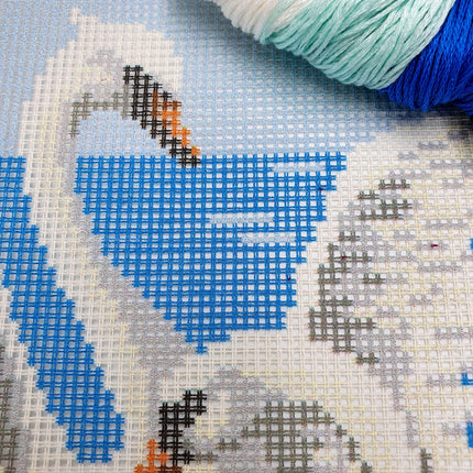 DIY Cross Stitch Kit "Swans" with Printed Tapestry Canvas