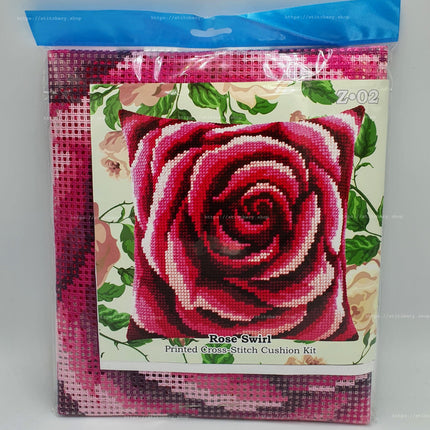 Cross Stitch Pillow Kit "Rose Swirl"