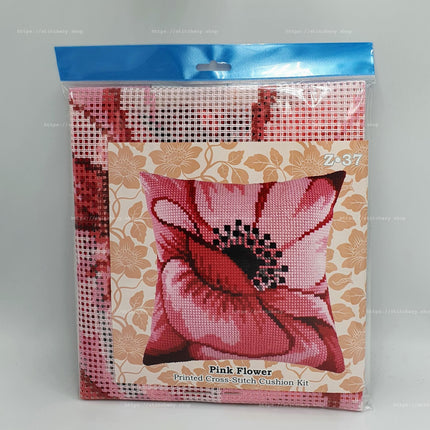 Cross Stitch Pillow Kit "Pink Flower"