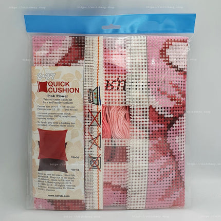Cross Stitch Pillow Kit "Pink Flower"
