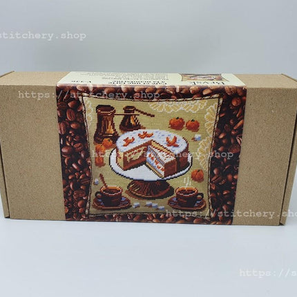 Needlepoint Pillow Kit "Coffee and a Tangerine Cake"