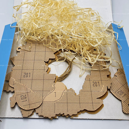 DIY Beaded Door Wreath Kit "Bullfinches" Embroidery on wood, Home decoration