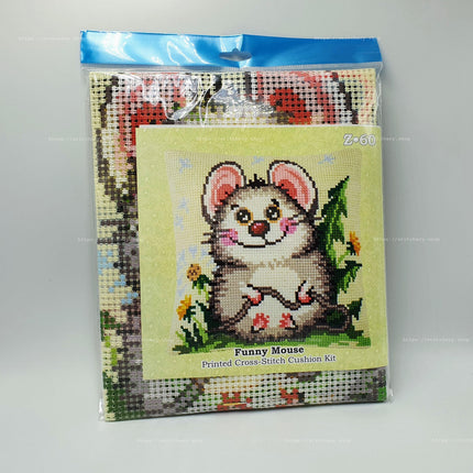 Cross Stitch Pillow Kit "Funny Mouse"